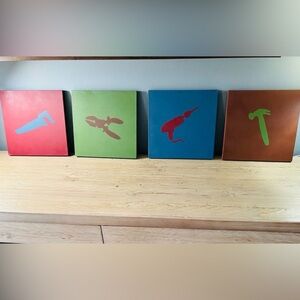 HANDMADE Tool Artwork  & Frame - nursery or kids bedroom